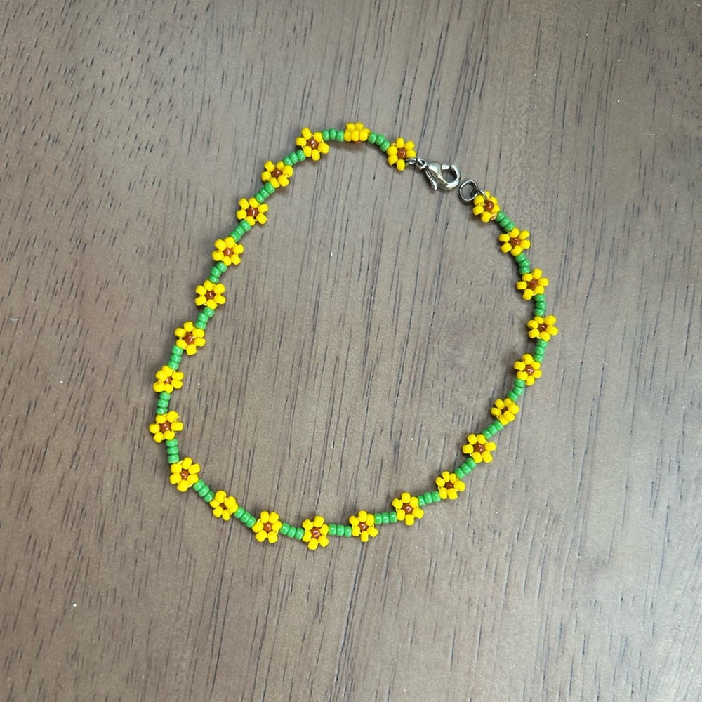 Sunflower Beaded Anklet or Bracelet - Yellow and Green, Pura Vida